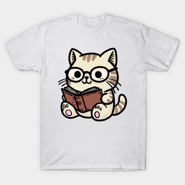 Little Reader Cat T-Shirt by KilkennyCat Art